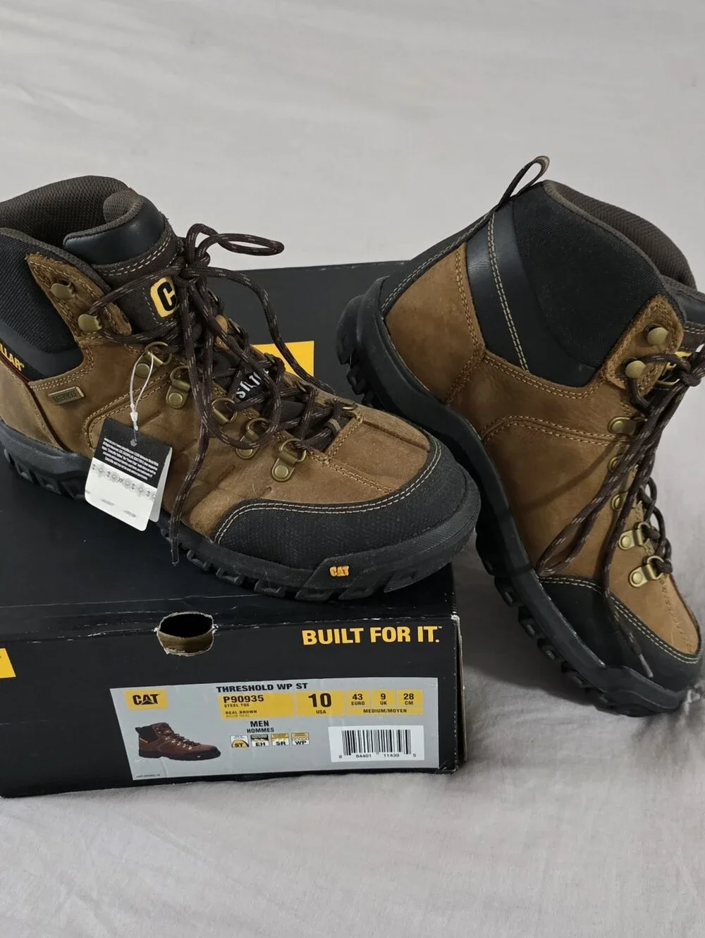 NEW IN BOX CAT Mens Threshold WP ST Work Boots Steel Toe Waterproof 10